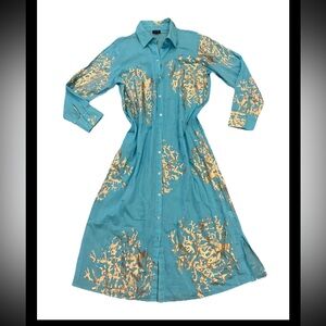 Terry Rouge L Blue Top Dress Beach Summer Pockets Tunic L Turquoises